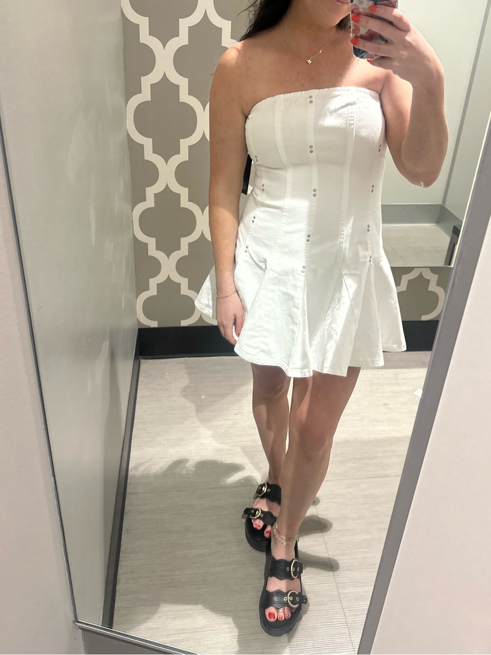 White Women's Flared Panel Skirt